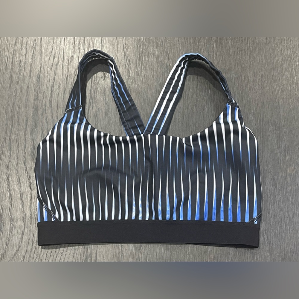 Ivy Park Beyoncé Bold Blue White Black Print Sports Bra Athletic Top Medium